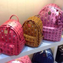 广州货源 MCM中号原版真皮双肩包 专柜同款 时尚潮人背包
