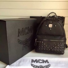 MCM原单 四钉款 铅色五金配荔枝纹牛皮 专柜全套包装