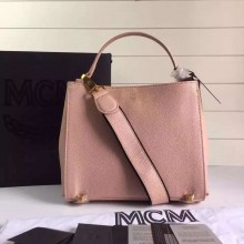 MCM原单特供 里布纯棉质地 韩国进口裸粉粒面牛皮 厂家直销