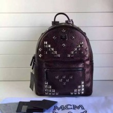 白云皮具城 MCM原单 小号经典双肩包 酒红