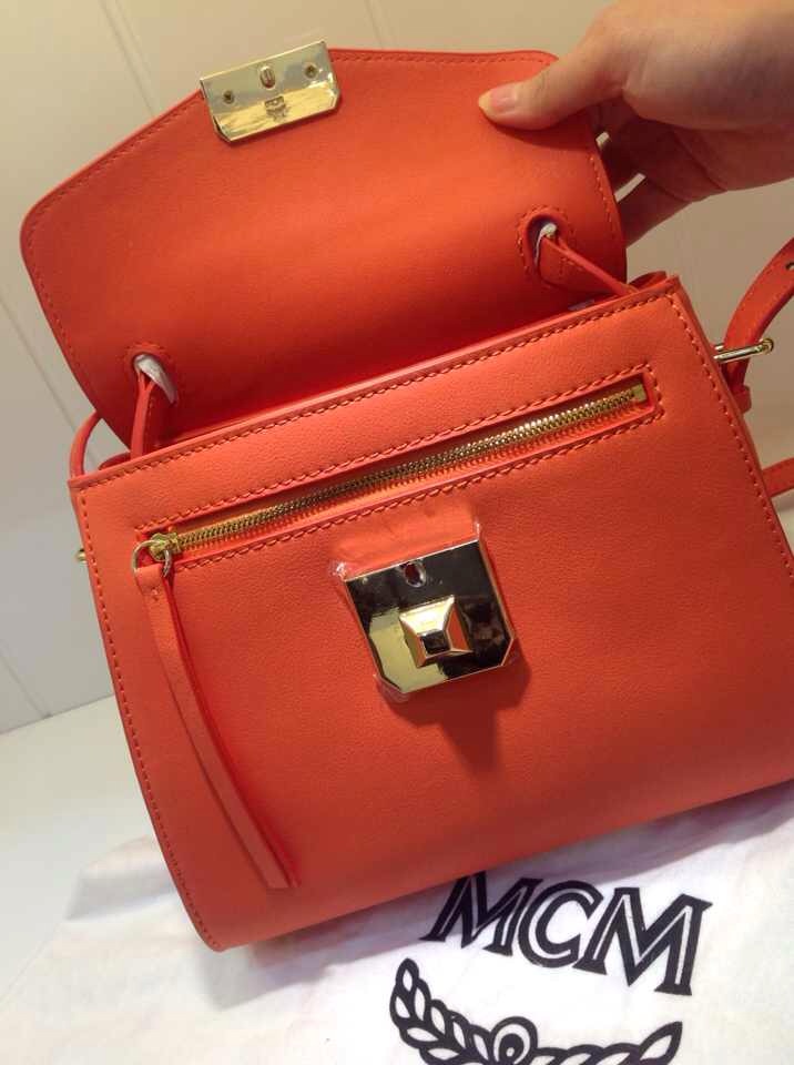 厂家直销 MCM原版头层牛皮 橙色新款 手提包单肩包批发