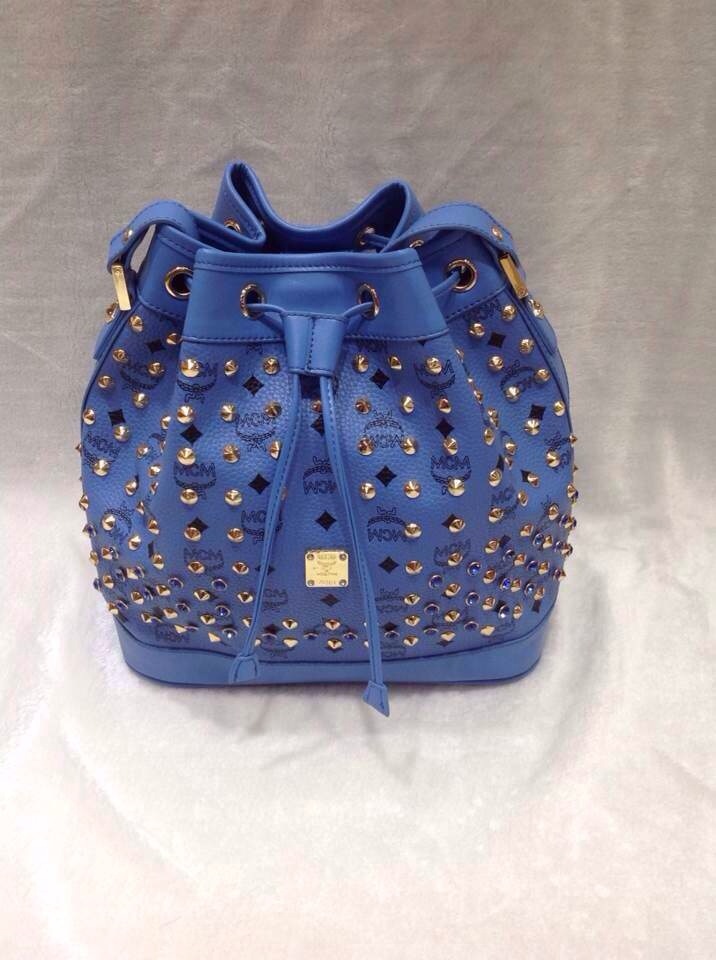 2015新款 MCM小号电音蓝水桶包 单肩包斜挎包女士包包批发
