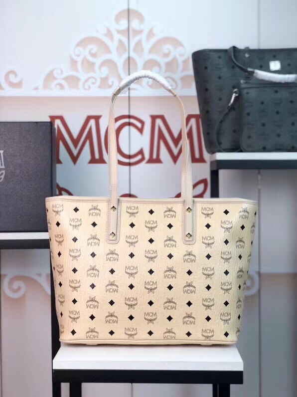 MCM包包官网 Visetos Anya购物袋 实用随和 米白