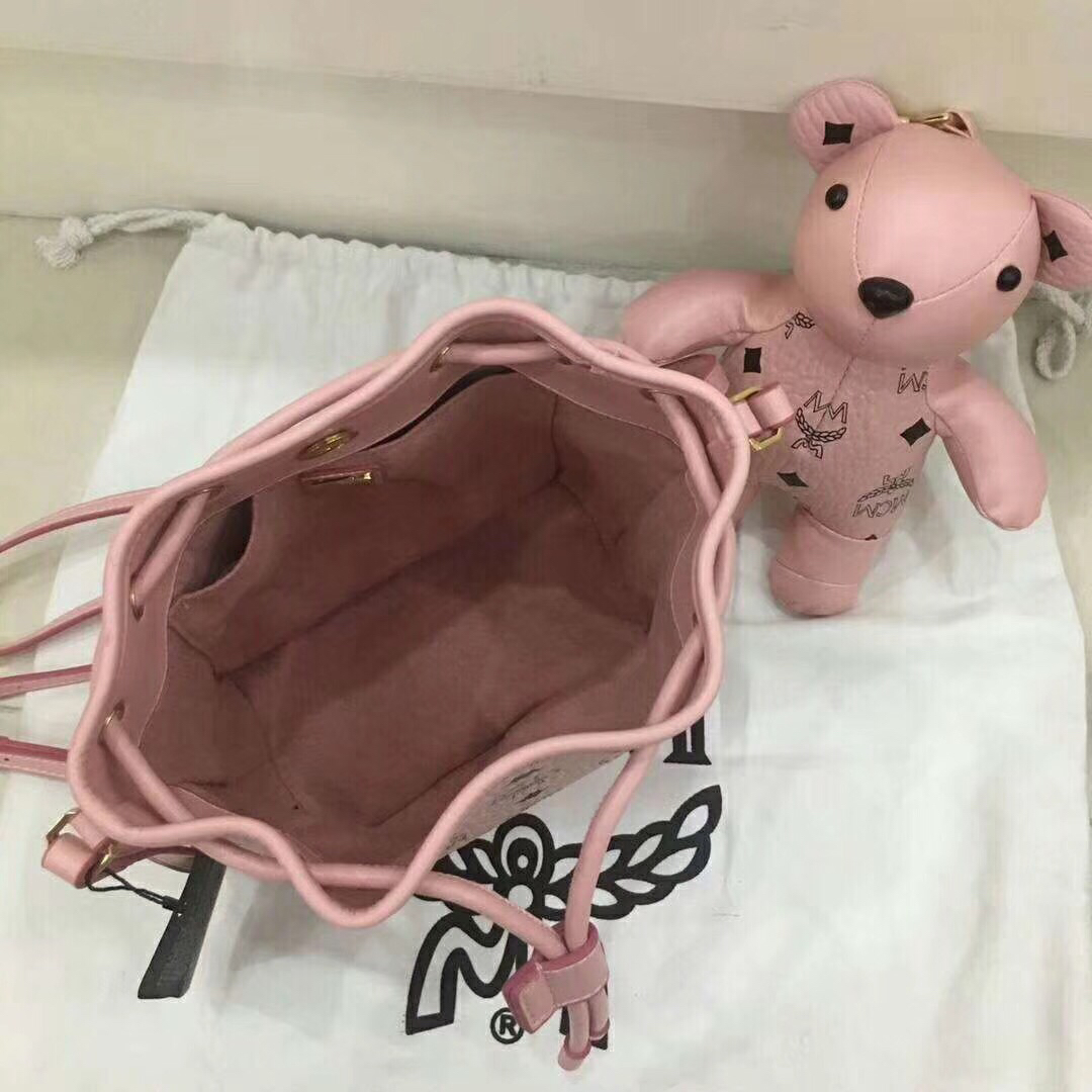 MCM韩国官网 VISETOS新品小熊系列摆件抽绳包 粉色