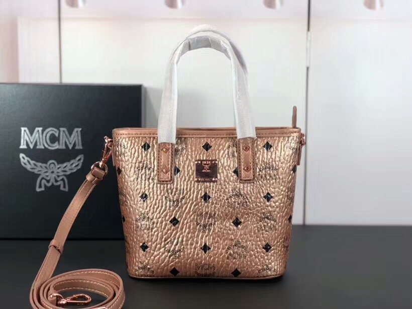 MCM包包批发 ANYA mini购物袋 多变的迷你 旅行的理想选择 香槟金